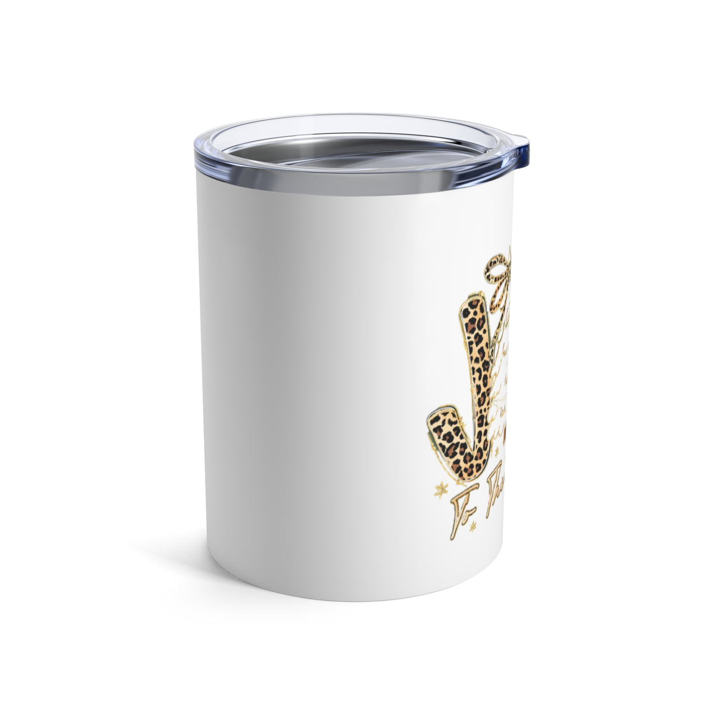 10oz Leopard Joy Tumbler — 'Joy to the World' Holiday Insulated Cup