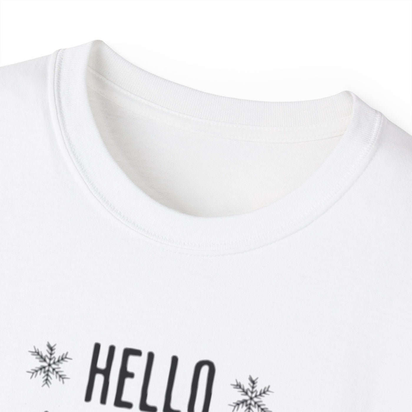 Hello Winter Mittens Tee — Cozy Plaid Holiday Graphic T-Shirt