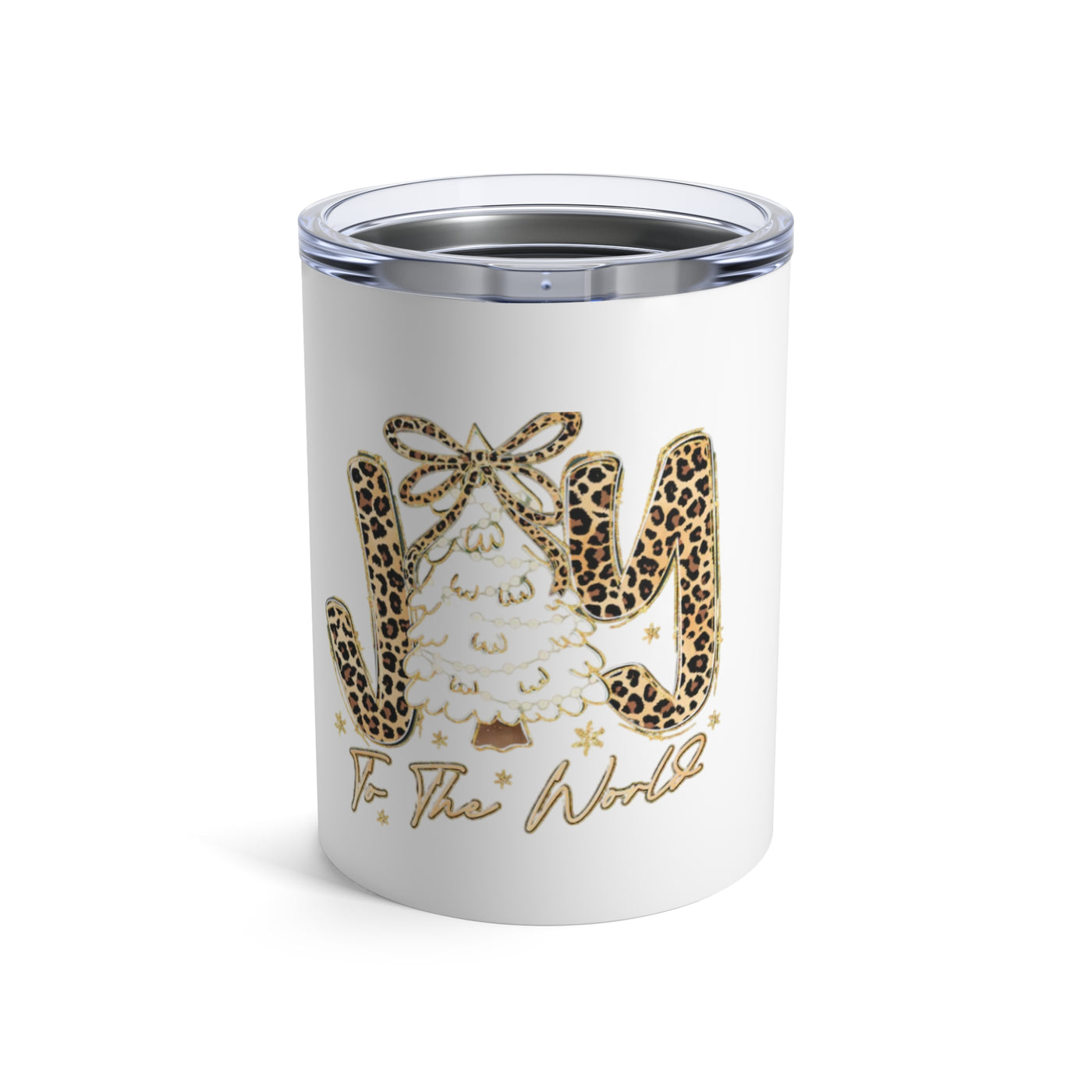 10oz Leopard Joy Tumbler — 'Joy to the World' Holiday Insulated Cup