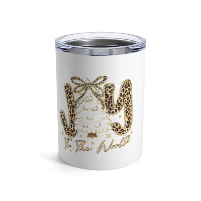 10oz Leopard Joy Tumbler — 'Joy to the World' Holiday Insulated Cup