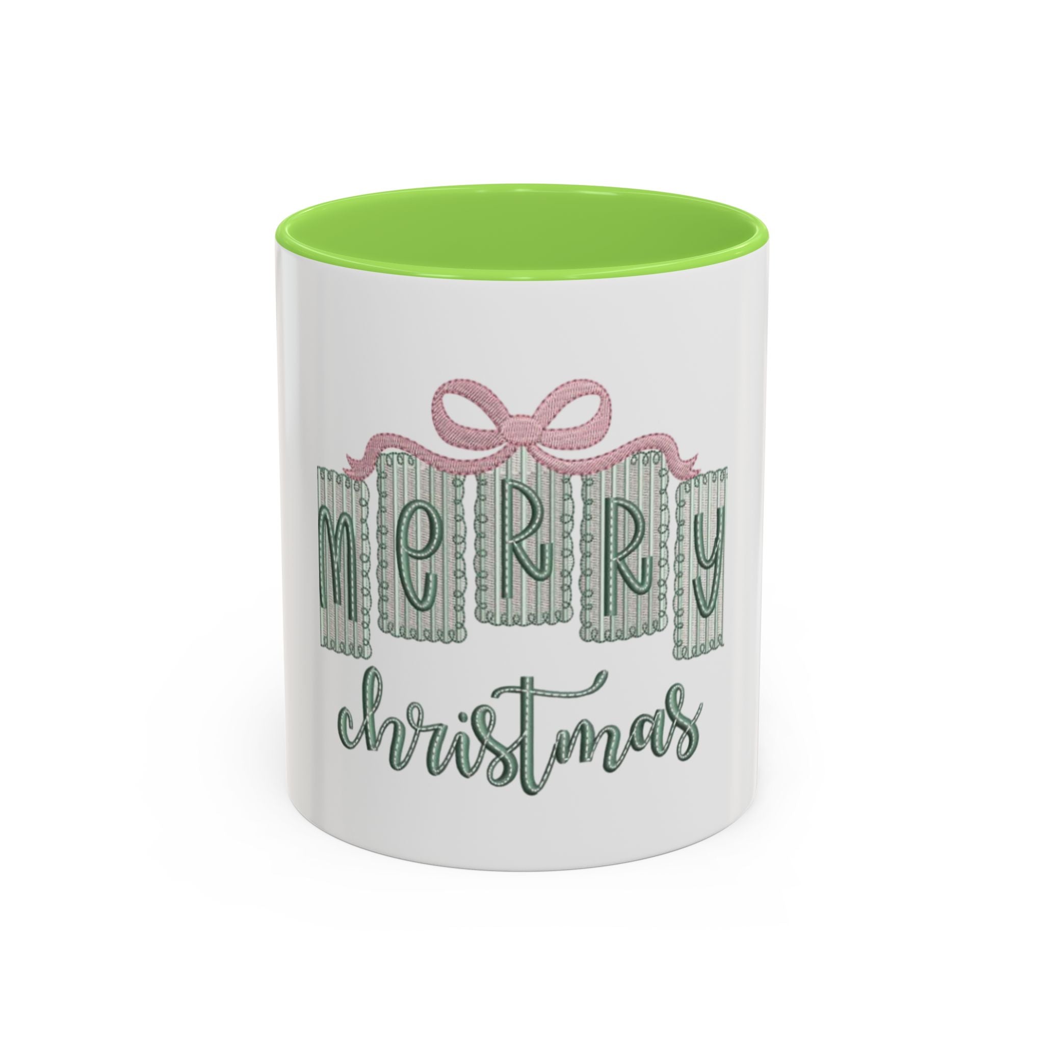 Christmas Mug — 'Merry Christmas' Pastel Gift-Tag Design (11oz/15oz)