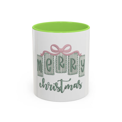 Christmas Mug — 'Merry Christmas' Pastel Gift-Tag Design (11oz/15oz)