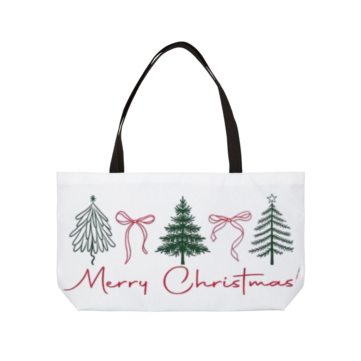 Weekender Tote Bag — Merry Christmas Tree Line Art Holiday Tote