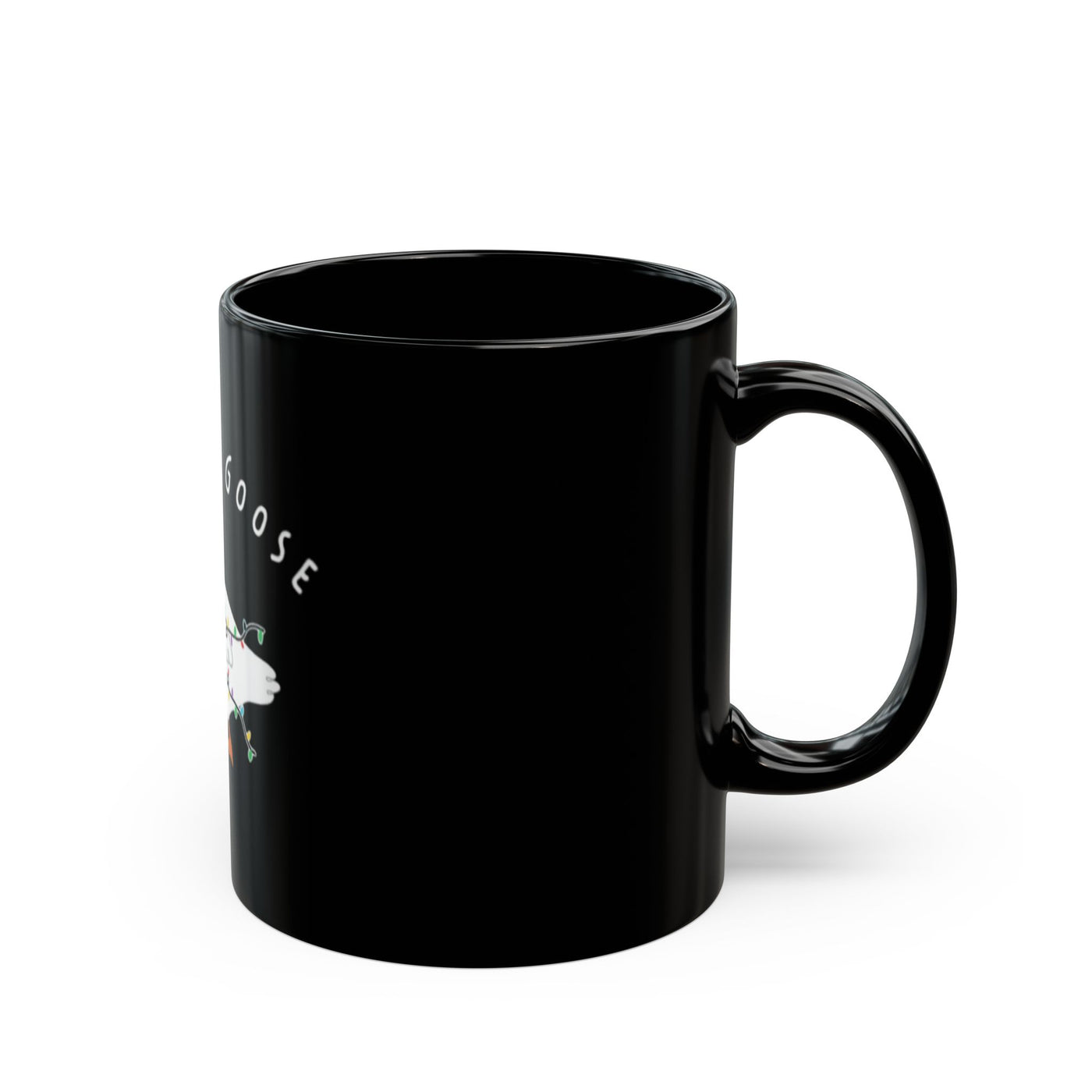 Festive Goose Holiday Mug — Black Ceramic Christmas Coffee Cup (11oz & 15oz)