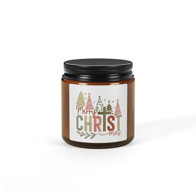 Merry Christmas Soy Candle — Amber Jar Holiday Scented Candle