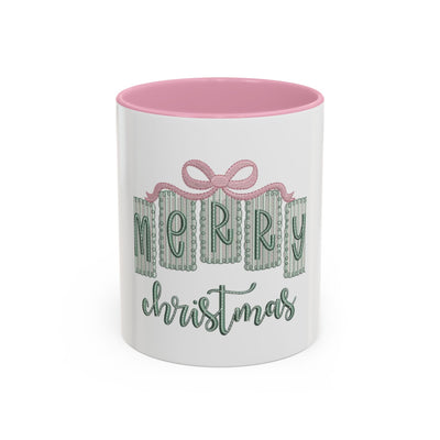 Christmas Mug — 'Merry Christmas' Pastel Gift-Tag Design (11oz/15oz)
