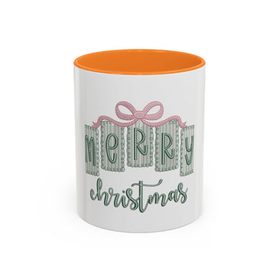 Christmas Mug — 'Merry Christmas' Pastel Gift-Tag Design (11oz/15oz)