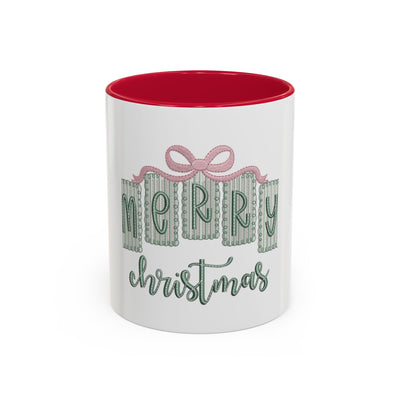 Christmas Mug — 'Merry Christmas' Pastel Gift-Tag Design (11oz/15oz)