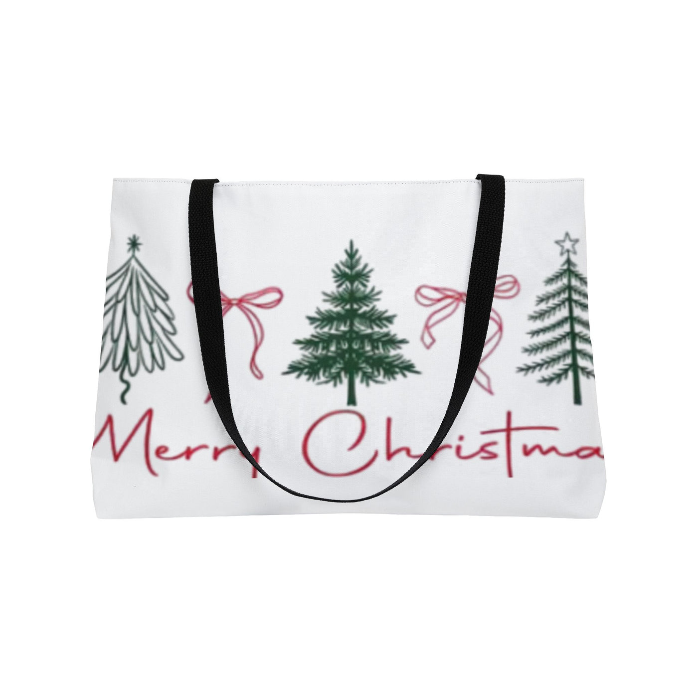Weekender Tote Bag — Merry Christmas Tree Line Art Holiday Tote