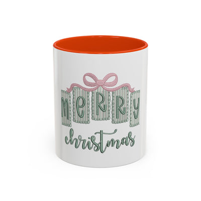 Christmas Mug — 'Merry Christmas' Pastel Gift-Tag Design (11oz/15oz)
