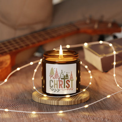Merry Christmas Soy Candle — Amber Jar Holiday Scented Candle