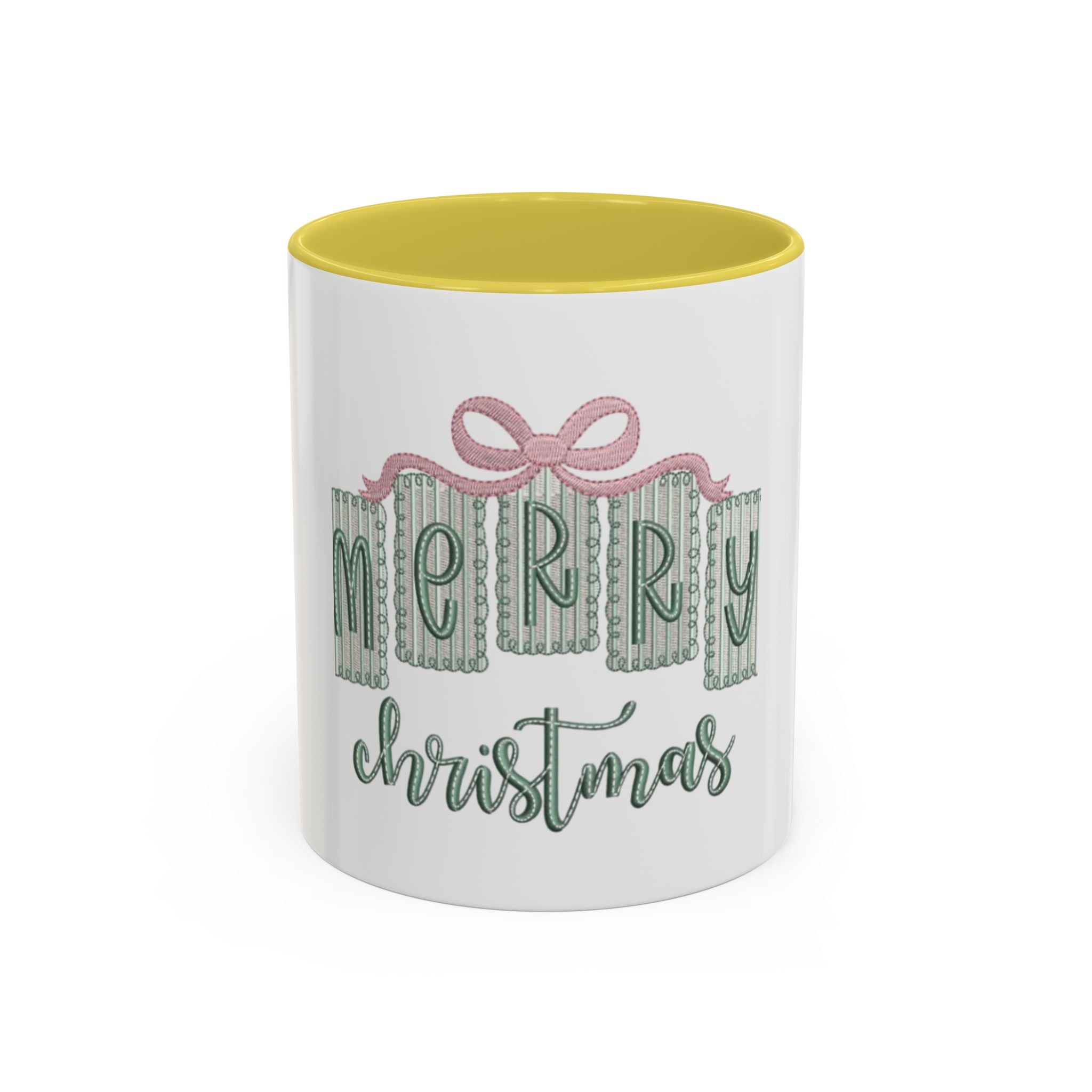 Christmas Mug — 'Merry Christmas' Pastel Gift-Tag Design (11oz/15oz)