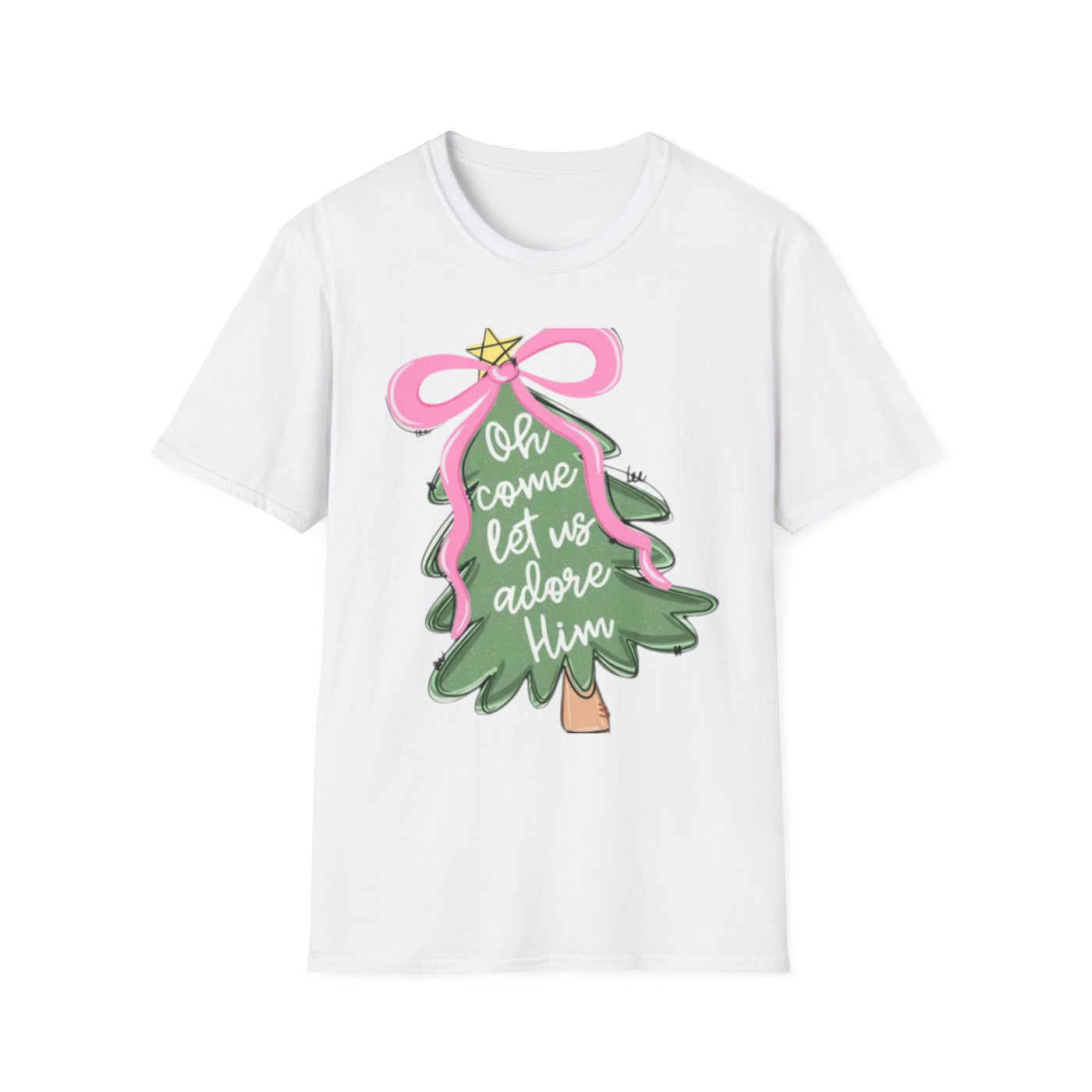 Oh Come Let Us Adore Him Christmas Tree T-Shirt