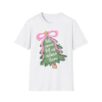 Oh Come Let Us Adore Him Christmas Tree T-Shirt