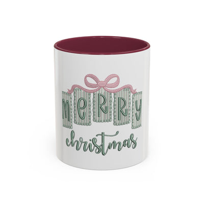 Christmas Mug — 'Merry Christmas' Pastel Gift-Tag Design (11oz/15oz)