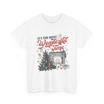 Christmas Tee — "It's the Most Wonderful Time" Holiday Fireplace & Tree Shirt