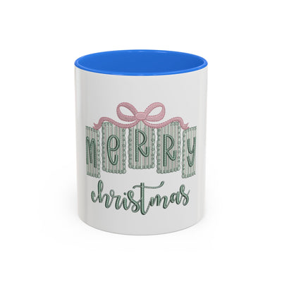 Christmas Mug — 'Merry Christmas' Pastel Gift-Tag Design (11oz/15oz)
